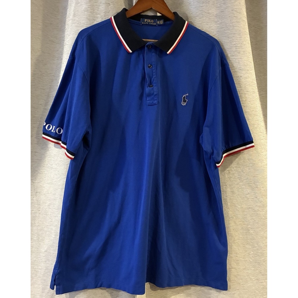 Polo Ralph Lauren Men XLT Classic Fit Mesh Polo Shirt Blue Red White Preppy Golf